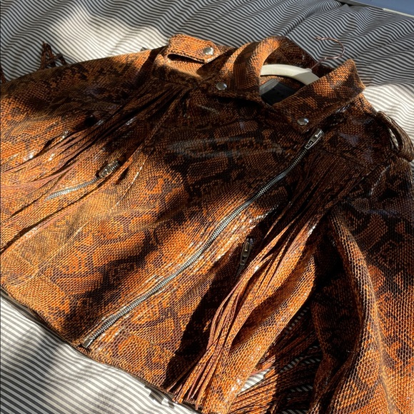 Blank NYC Tan Snake Print Leather Jacket - Picture 2 of 2